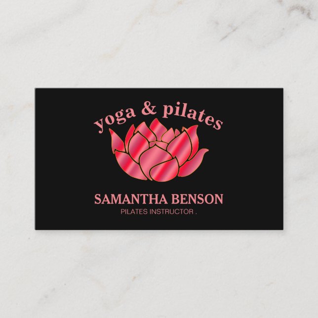 Pilates Yoga Instructor Teacher Lotus Business Card (Front)