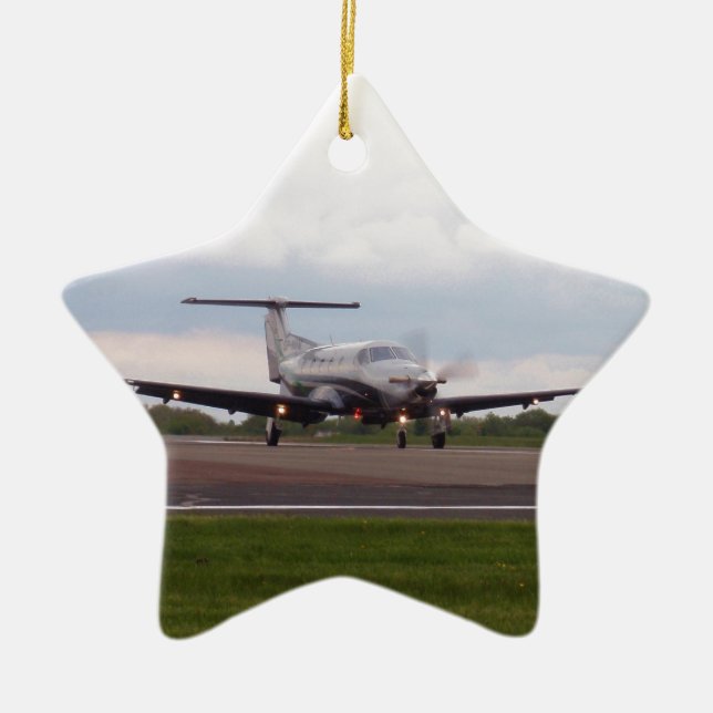 Pilatus PC 12 Ceramic Tree Decoration (Front)