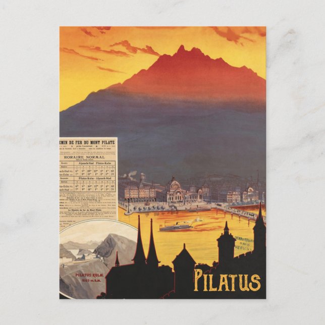 Pilatus, Sunset over the Mountain, Switzerland Postcard (Front)