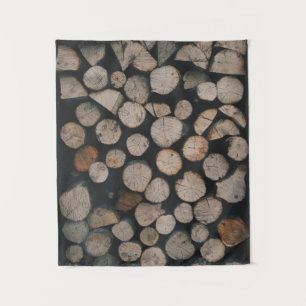 Pile of brown fire woods tapestry