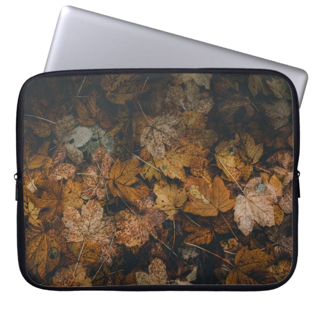 PILE OF BROWN MAPLE LEAVES LAPTOP SLEEVE (Front)