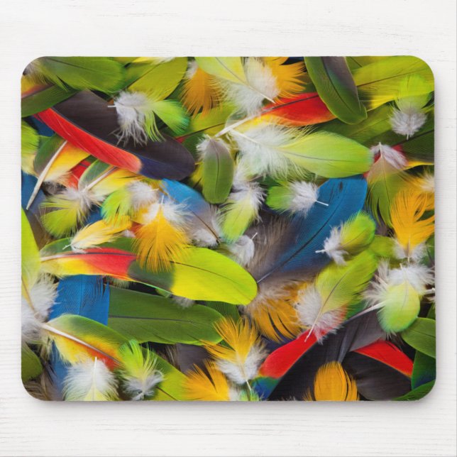 Pile of colourful feathers mouse pad (Front)