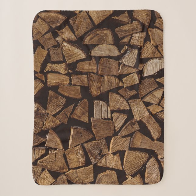 Pile of firewoods sherpa blanket (Front)