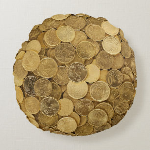 Pile Of Gold Round Coins Cushion