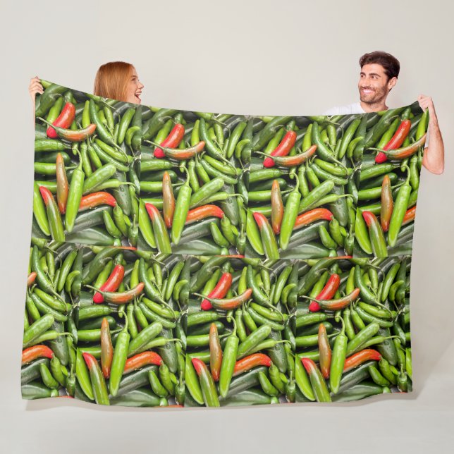 Pile Of Green Spicy Peppers Fleece Blanket (In Situ)