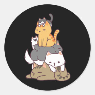 Pile Of Kitty Cats Funny Cute Cat Lover Gift T Shi Classic Round Sticker