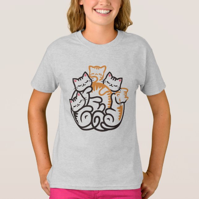 Pile Of Kitty Cats Funny Cute Cat Lover T-Shirt (Front)