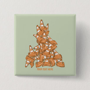 Pile of orange road cones 15 cm square badge