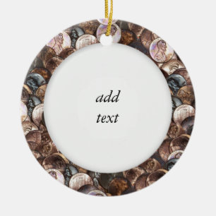 Pile of Pennies - One Cent Penny Spread Background Ceramic Tree Decoration