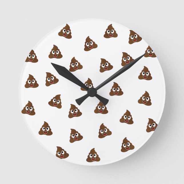 Pile of Poo emoji smiling poops Round Clock (Front)