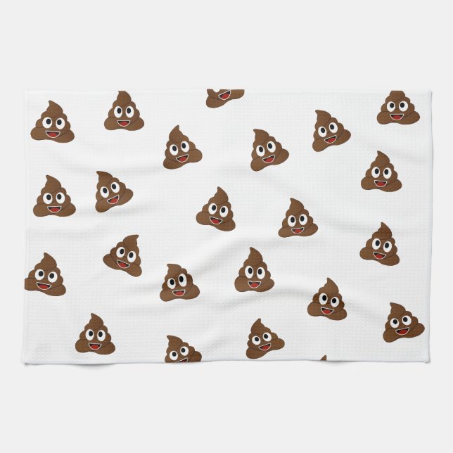Pile of Poo emoji smiling poops Tea Towel (Horizontal)