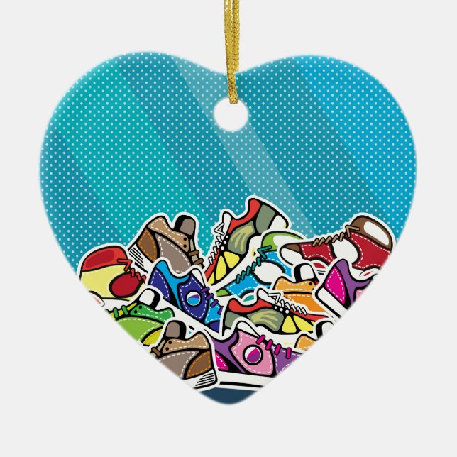 Pile of shoes vector pop art ceramic tree decoration (Front)