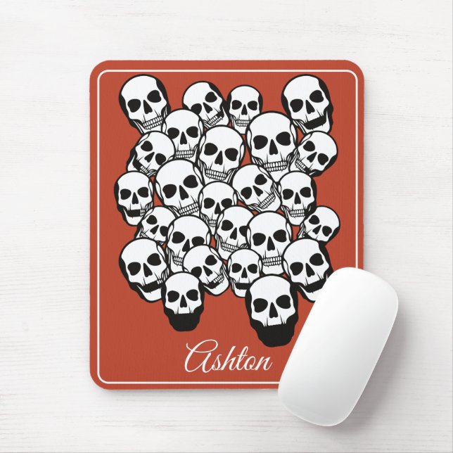 Pile of Skulls Burnt Amber Red Background Custom  Mouse Pad (With Mouse)