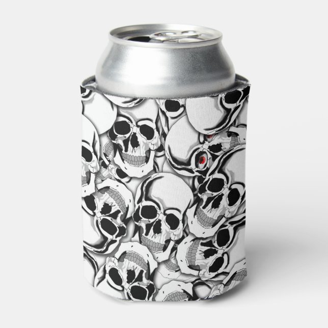 Pile of Skulls Red Eye ID222 Can Cooler (Can Front)