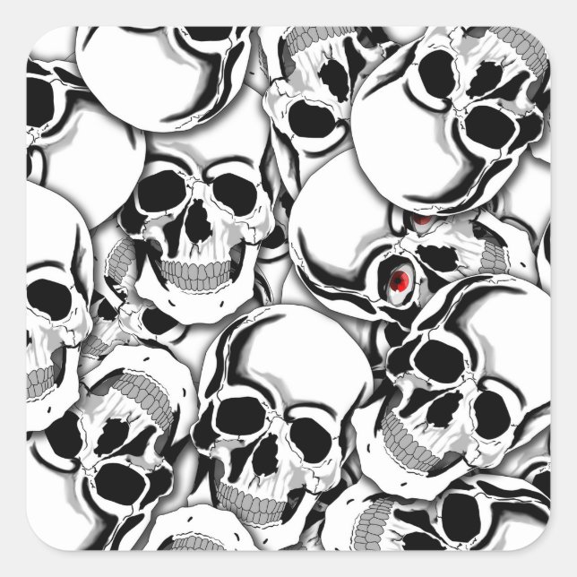 Pile of Skulls Red Eye ID222 Square Sticker (Front)