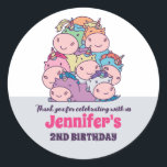 Pile of Unicorns Cute Kids Birthday Party Favour Classic Round Sticker<br><div class="desc">Cute party favours for kids,  boys or girls who love unicorn. Perfect for kids birthday party,  party favours and thank you label. You can also customise the text for baby shower or other occasion and party.</div>