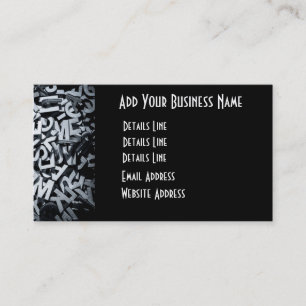 Pile of wooden letters in English and monochrome Business Card