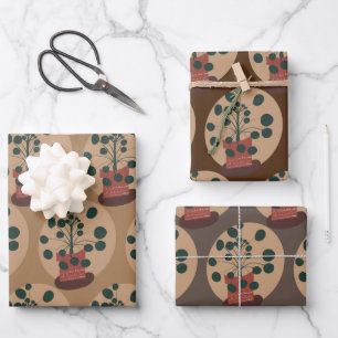 Pilea Plant Greenery Chinese Money Tree Botanical Wrapping Paper Sheet