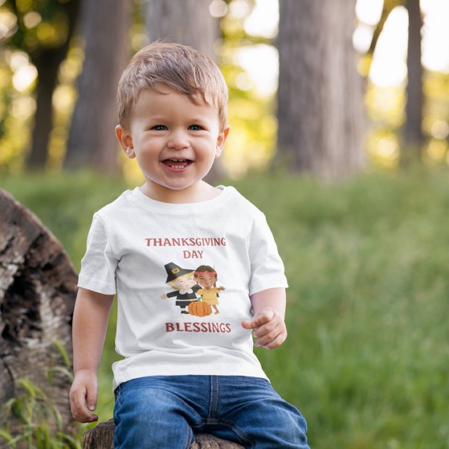 Pilgrim and Native American Children Thanksgiving Baby T-Shirt (Creator Uploaded)