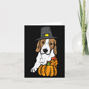 Pilgrim Beagle Pumpkin Leaf Thanksgiving Fall Card