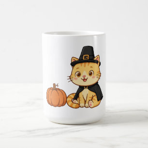 Pilgrim Cat Pumpkin Thanksgiving Coffee Mug