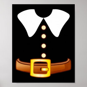 Pilgrim Costume Halloween Funny Thanksgiving Boys  Poster