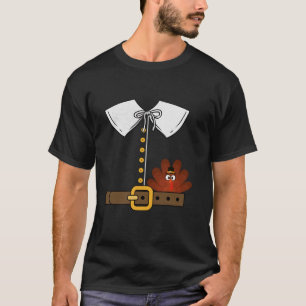 Pilgrim Costume Happy Thanksgiving Turkey Kids Men T-Shirt