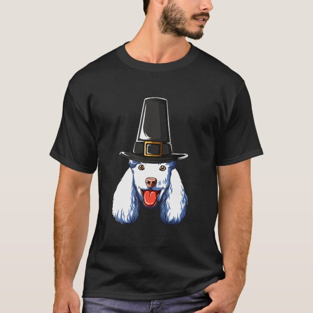 Pilgrim Costume Hat Poodle T-Shirt (Front)