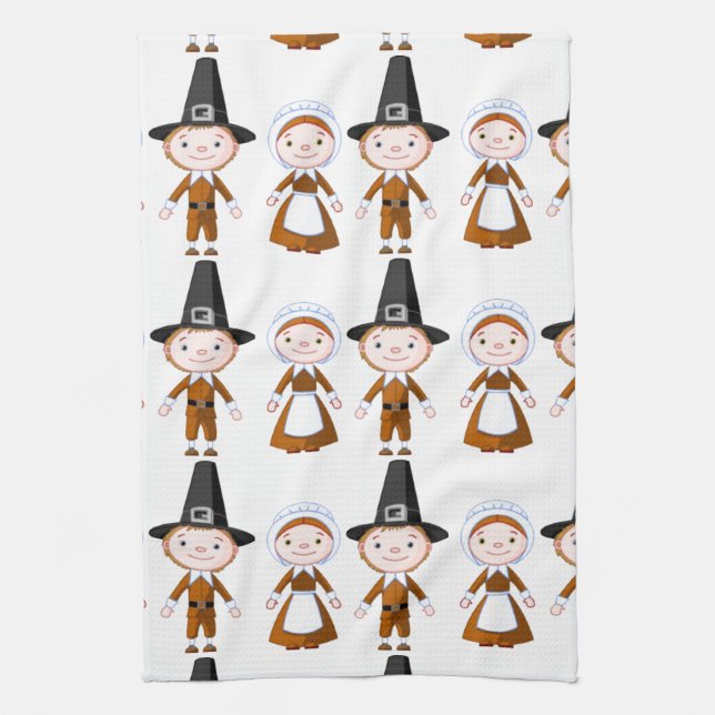 Pilgrim Couple Tea Towel (Vertical)
