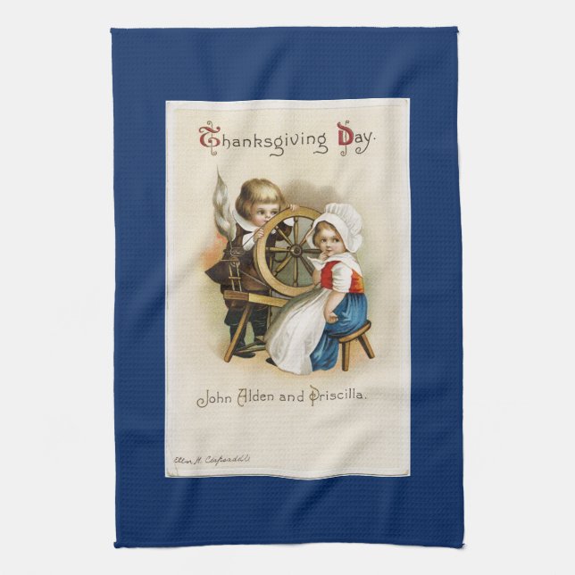 Pilgrim Couple Tea Towel (Vertical)