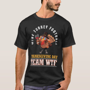 Pilgrim Drinking Wine Turkey Football Thanksgiving T-Shirt