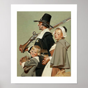 Pilgrim Family. Fine Art Poster