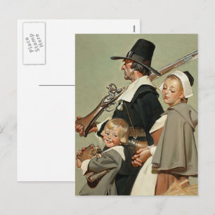 Pilgrim Family. Thanksgiving Postcards