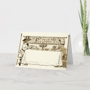 Pilgrim Girl and Boy Vintage Thanksgiving Holiday Card