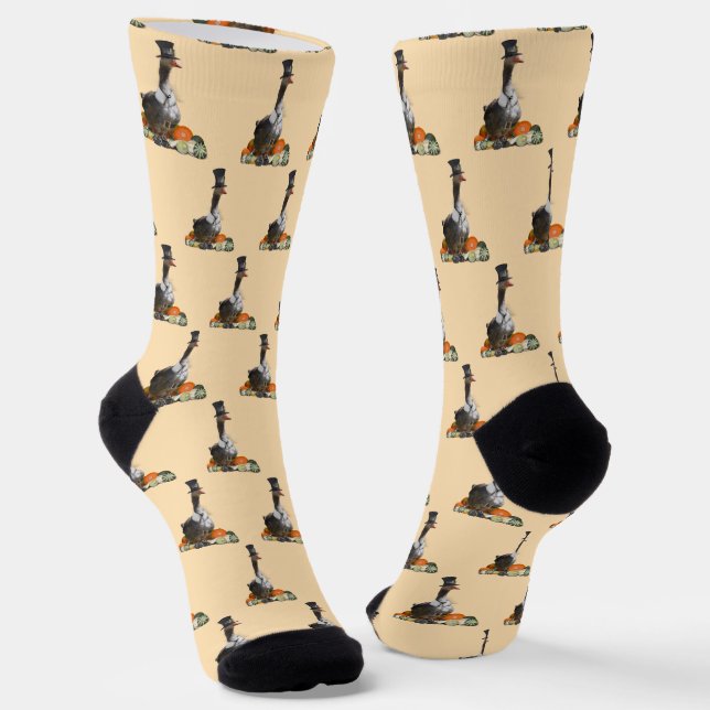 Pilgrim Goose Thanksgiving Socks (Angled)