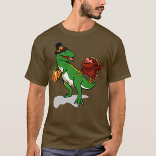 Pilgrim hat T Rex Dinosaur Dabbing  T-Shirt