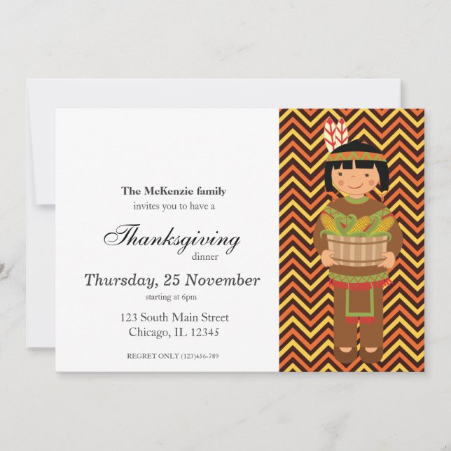 Pilgrim Kids Thanksgiving dinner Invitation (Front)