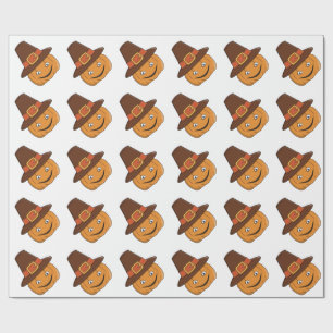 Pilgrim Pumpkin Grin Thanksgiving Wrapping Paper