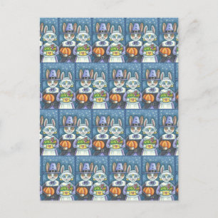 PILGRIM RABBITS, PRIM & PROPER THANKSGIVING HARES POSTCARD