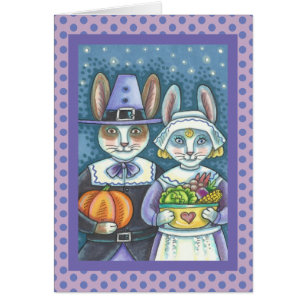 PILGRIM RABBITS THANKSGIVING GREETING CARD Blank