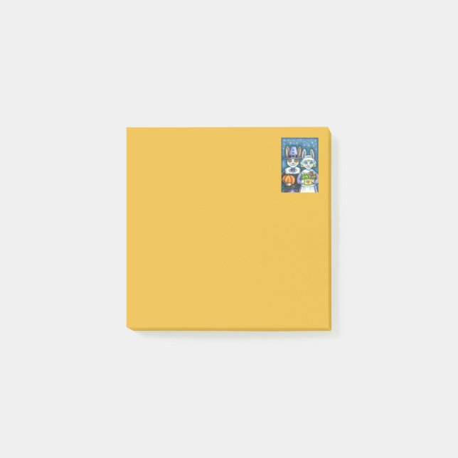 PILGRIM RABBITS, THANKSGIVING HARE'S HARVEST, CUTE POST-IT NOTES (Front)