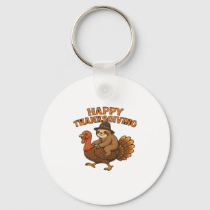 Pilgrim Sloth on Turkey Thanksgiving Classic T-Shi Key Ring