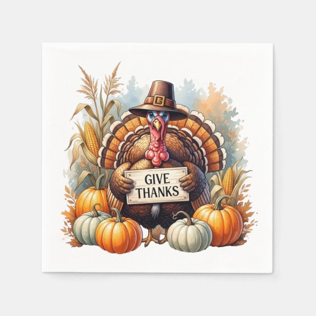 Pilgrim Spirit & Pumpkin Joy Napkin (Front)