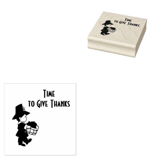 Pilgrim Time to Give Thanks  Rubber Stamp (Stamped)