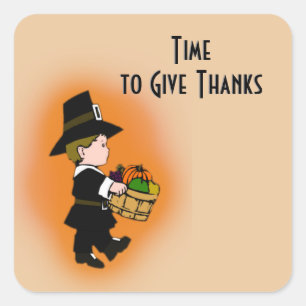Pilgrim Time to Give Thanks  Square Sticker