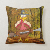 pilgrim turkey holding musket pillow
