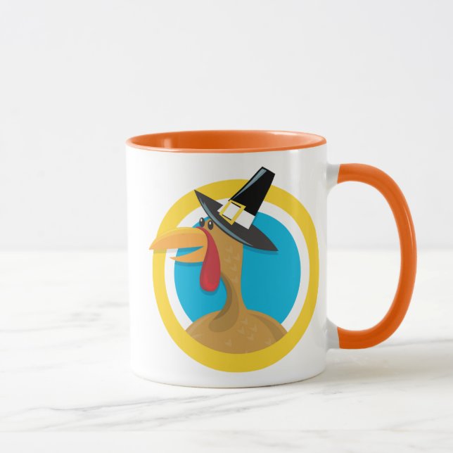 Pilgrim Turkey in blue and yellow Circle Mug (Right)
