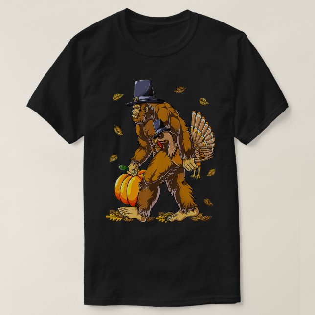 Pilgrim Turkey Pumpkin Thanksgiving Day Boys Men  T-Shirt (Design Front)