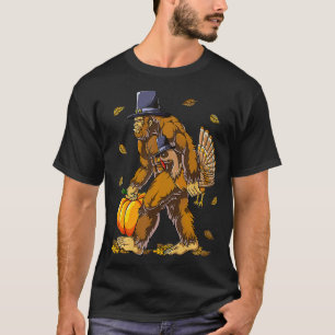 Pilgrim Turkey Pumpkin Thanksgiving Day Boys Men T-Shirt