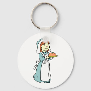 Pilgrim Woman Thanksgiving Dinner Key Ring